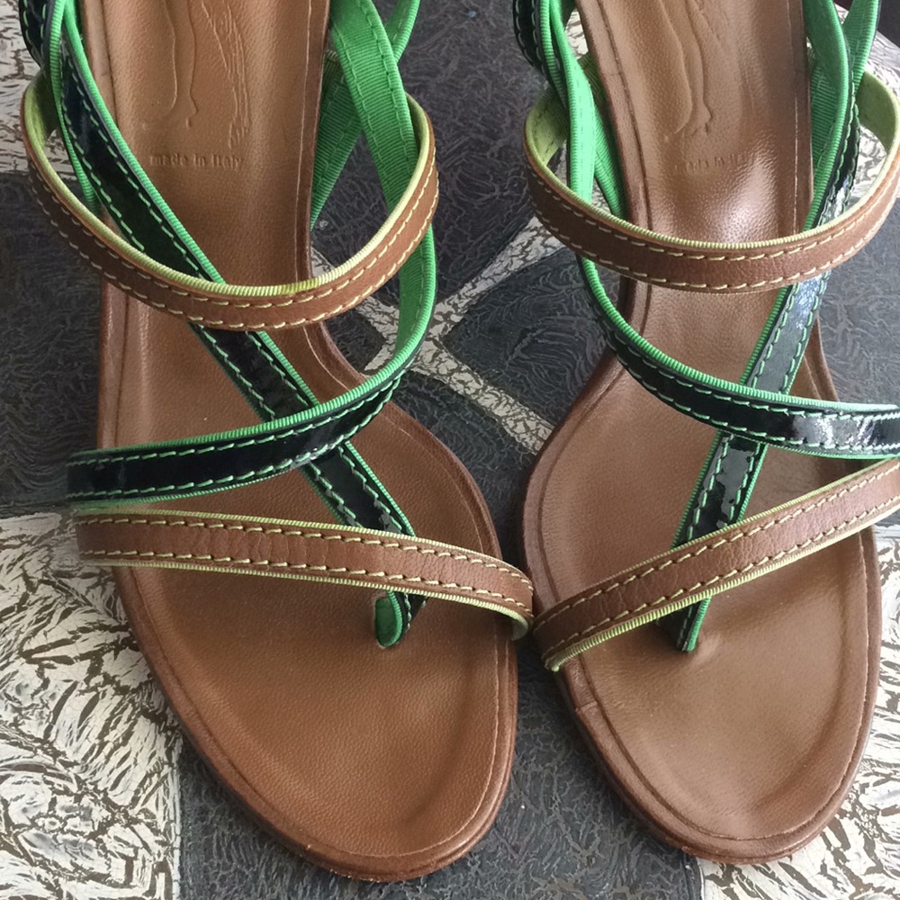 Sigerson Morrison black green brown heeled sandal